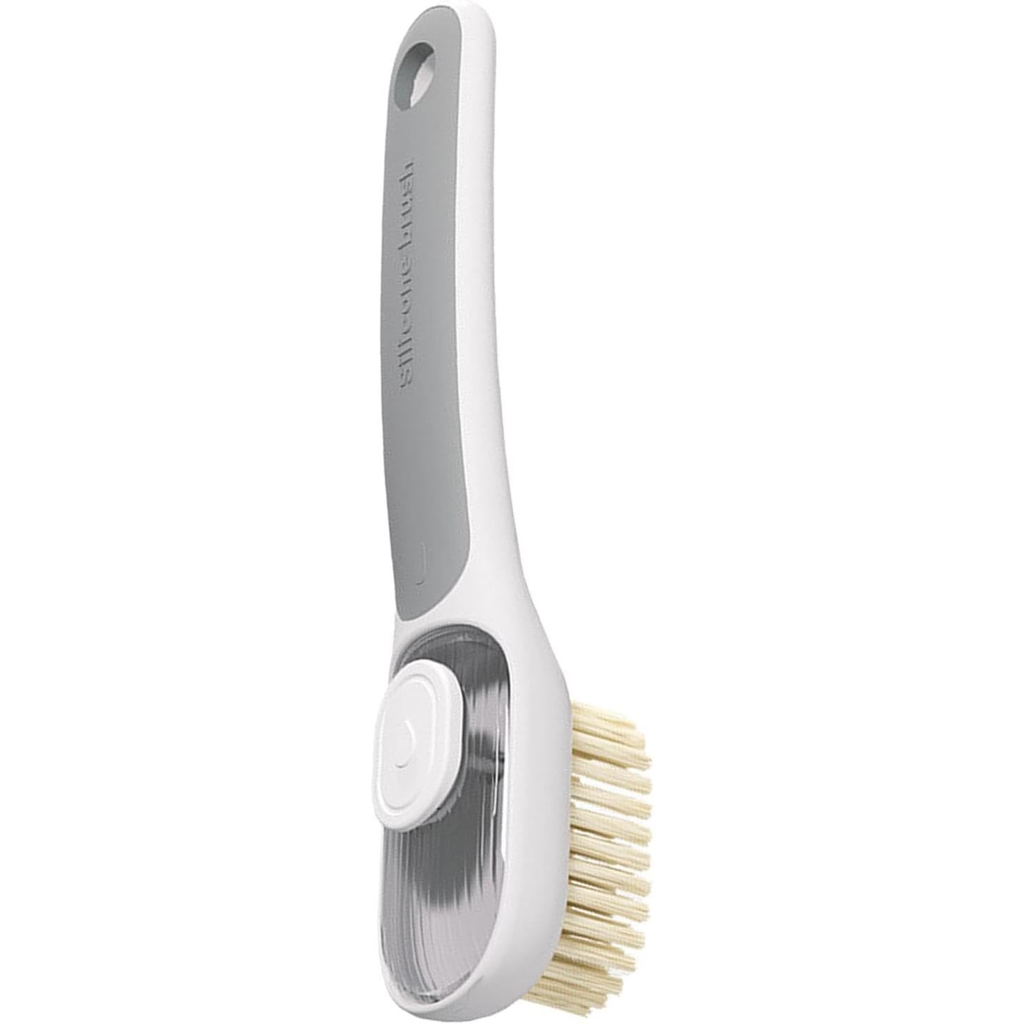 Perie Multifunctionala 2 in 1, , Perie Densa/Perie din Piele de Caprioara, cu Recipient Lichid, Maner Lung, 20.1x 4.3 x 5 cm, Gri - imagine 3