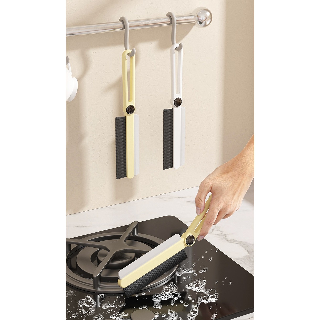 Perie Multifunctionala si Stergator, , Pentru Spatii Greu Accesibile, 24.7 x 4.5 cm, Alb Laptos - imagine 4
