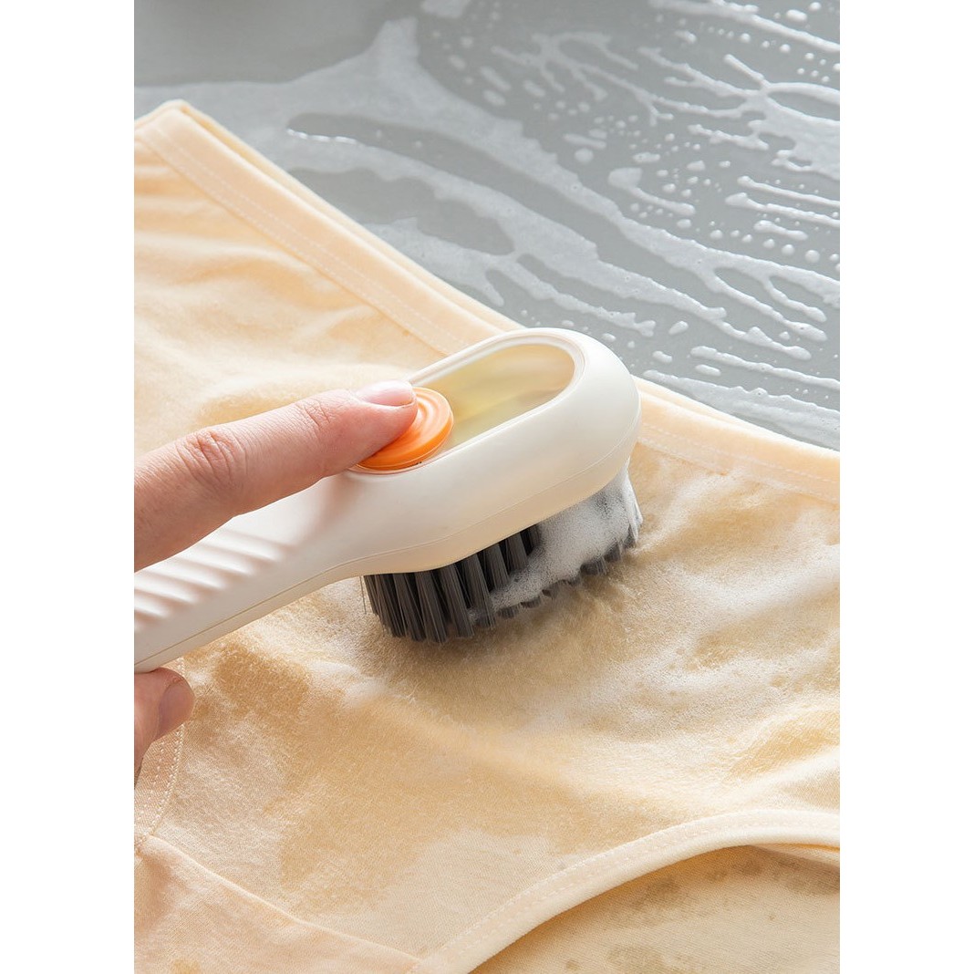 Perie pentru Curatare Incaltaminte cu Recipient pentru Detergent, , Perie Multifunctionala pentru Incaltaminte si Lenjerie, cu Peri Moi, Fara Deteriorare, 17.3 x 4.5 x 6 cm, Culoare Alb - imagine 3