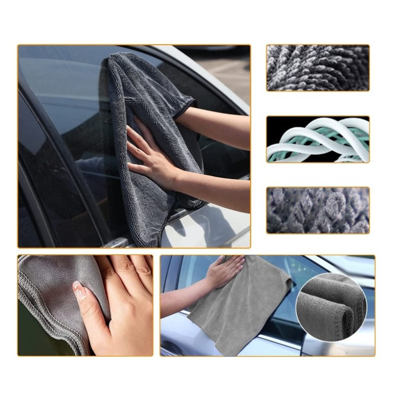 Set 9 Piese pentru Spalat Auto, Flippy, din Plastic si Microfibra, Perii si Lavete, Model A, Gri - imagine 2