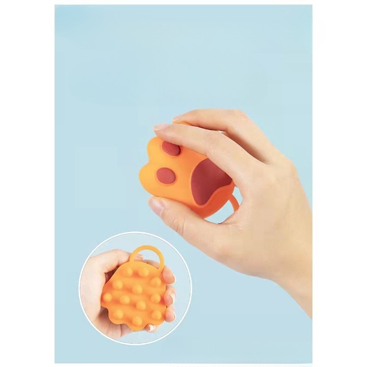 Perie pentru Masajul Scalpului, Perie pentru Sampon, Labuță de Pisică, Dimensiune 7x8 cm, Curatarea si Mentinerea Curata a Parului, Portocaliu - imagine 2