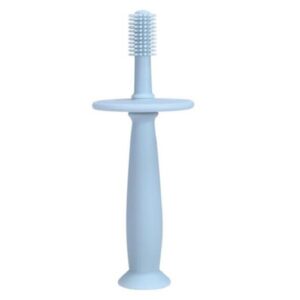 Periuta de Dinti din Silicon pentru Bebelusi, , fara BPA, 360 Grade, Bariera Anti-Inghitire, Maner Ergonomic, 12.5 x 15 cm, Albastru