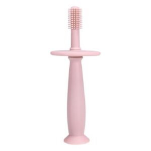 Periuta de Dinti din Silicon pentru Bebelusi, , fara BPA, 360 Grade, Bariera Anti-Inghitire, Maner Ergonomic, 12.5 x 15 cm, Roz