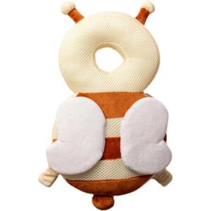 Perna tip Rucsac pentru Protectia Capului, , Tetiera tip Albina, pentru Bebelusi, Design tip Plasa, 33x6x19 cm, 180 g, Maro/Bej