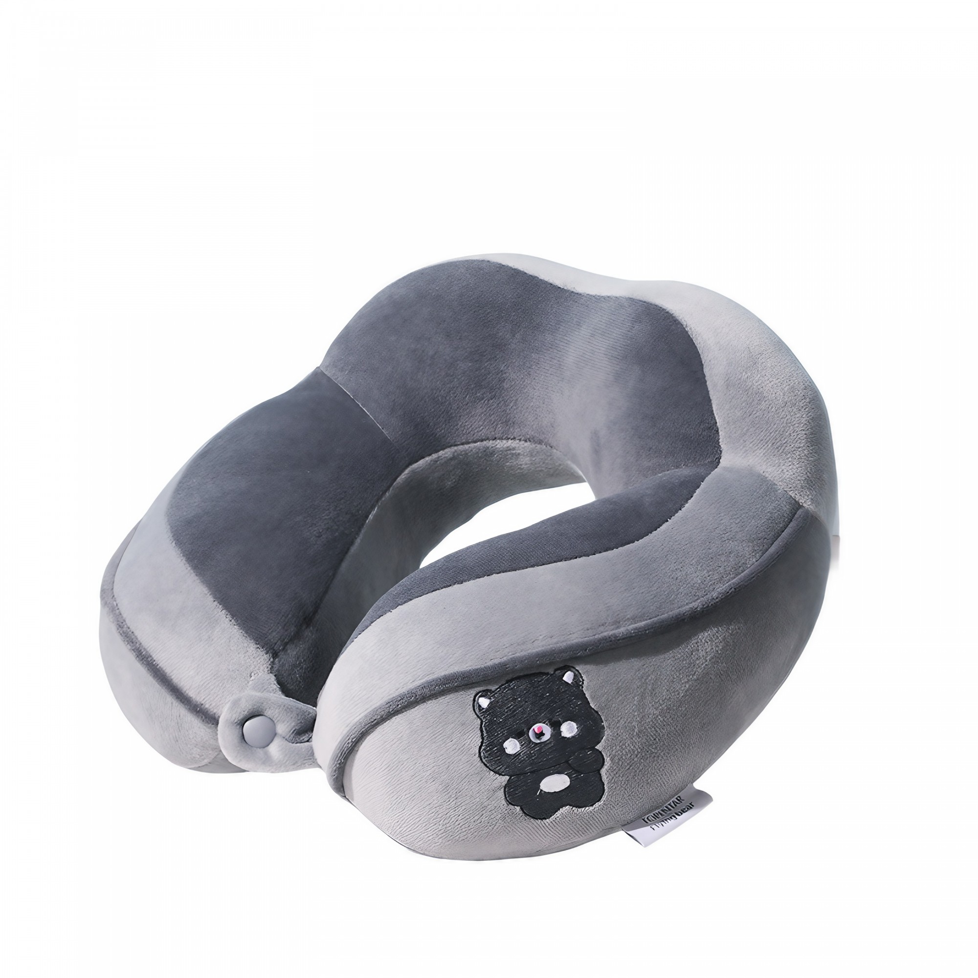 Perna de Calatorie, , Pentru Gat si Cap, Umplutura din Bumbac, 28x28x10 cm, cu Model Brodat Urs, Gri - imagine 4