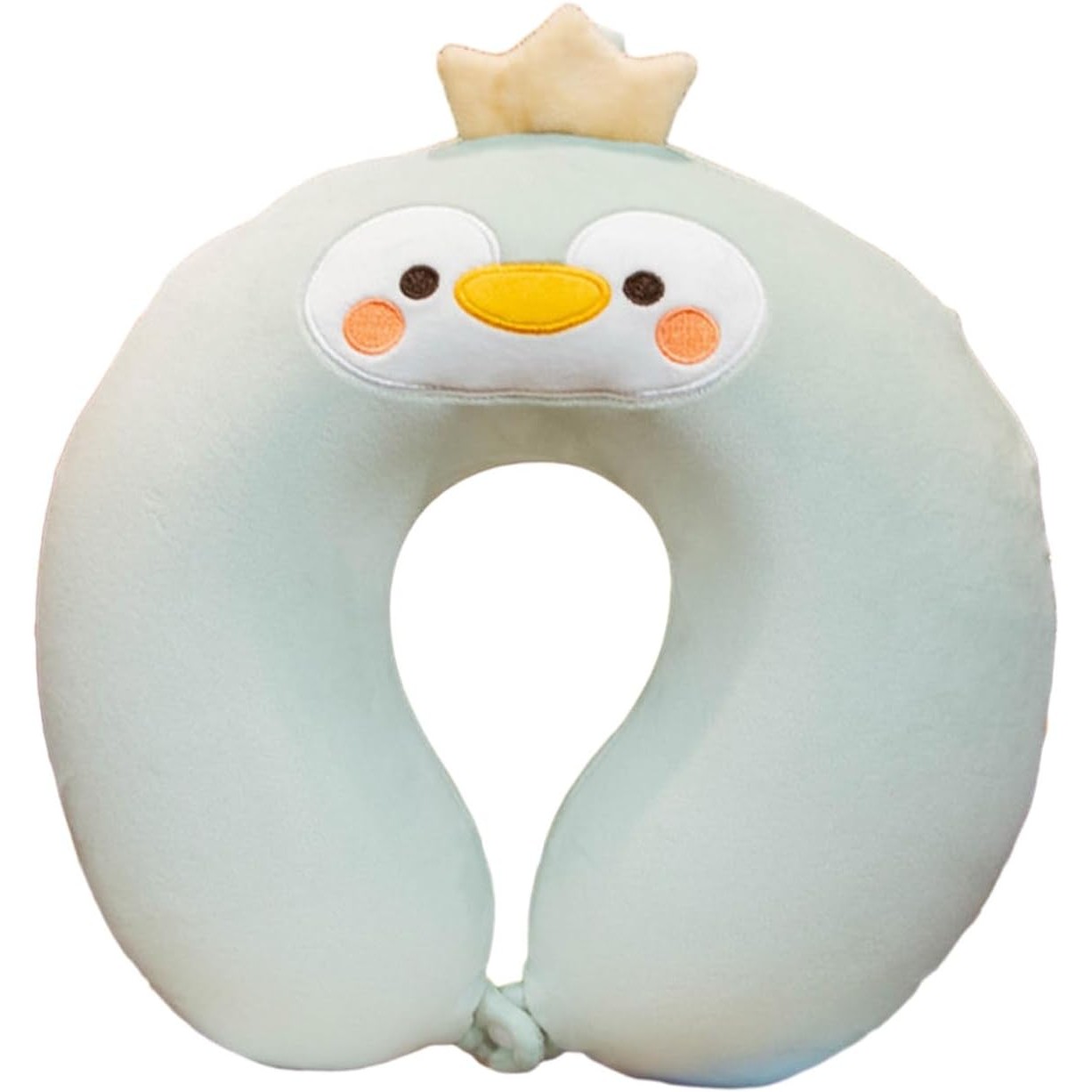 Perna de Calatorie in Forma de U, , Pentru Gat si Cap, Umplutura din Spuma cu Memorie, 30x30 cm, Model Pinguin, Accesoriu de Voiaj, Birou, Masina, Sistem Prindere Capse, Verde