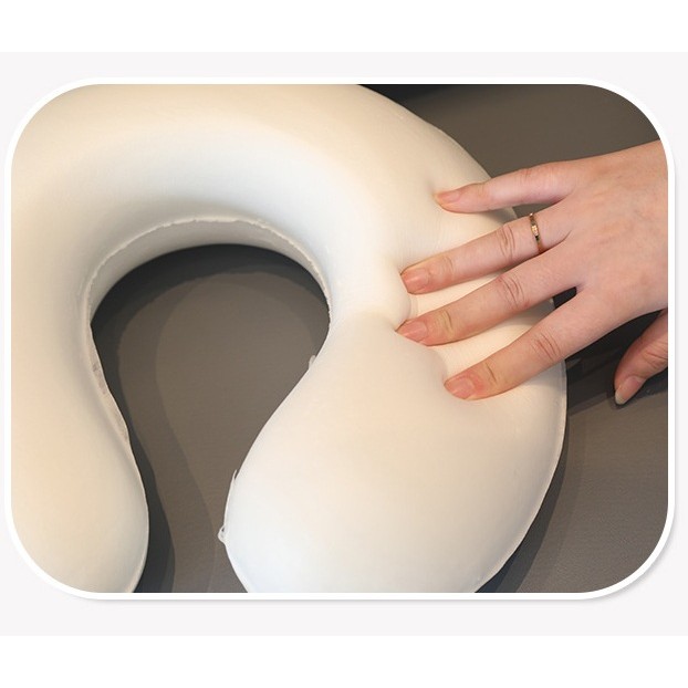 Perna de Calatorie in Forma de U, , Pentru Gat si Cap, Umplutura din Spuma cu Memorie, 30x30 cm, Model Pinguin, Accesoriu de Voiaj, Birou, Masina, Sistem Prindere Capse, Verde - imagine 3