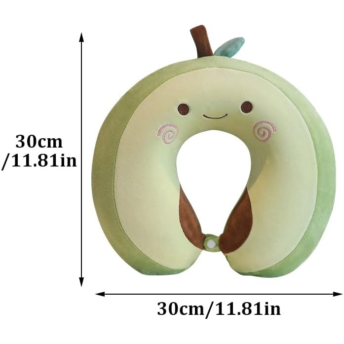 Perna de Calatorie in Forma de U, , Pentru Gat si Cap, Umplutura din Spuma cu Memorie, 30x30 cm, Model Avocado, Accesoriu de Voiaj, Birou, Masina, Sistem Prindere Capse, Verde - imagine 3