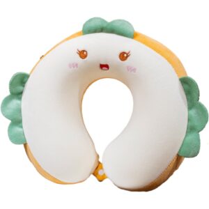 Perna de Calatorie in Forma de U, , Pentru Gat si Cap, Umplutura din Spuma cu Memorie, 30x30 cm, Model Burger, Accesoriu de Voiaj, Birou, Masina, Sistem Prindere Capse, Alb