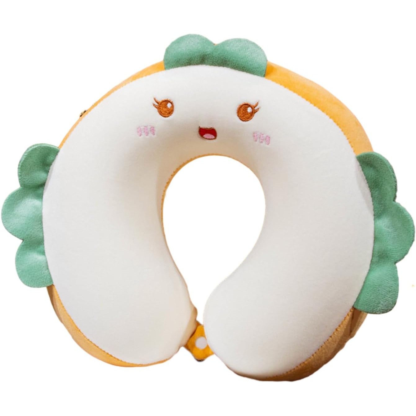 Perna de Calatorie in Forma de U, , Pentru Gat si Cap, Umplutura din Spuma cu Memorie, 30x30 cm, Model Burger, Accesoriu de Voiaj, Birou, Masina, Sistem Prindere Capse, Alb