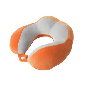 Perna de Voiaj , Pentru Gat, din Bumbac, 4 Cocoase Pentru Confort, Accesoriu de Voiaj, Birou, Masina, Sistem Prindere Capse, Portocaliu