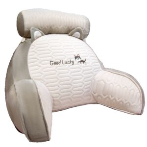 Perna Multifunctionala, , Spatar pentru Pat, Protectie Lombara, Marime Medie, 60 x 40 cm, din Latex, Model Catelus, Gri