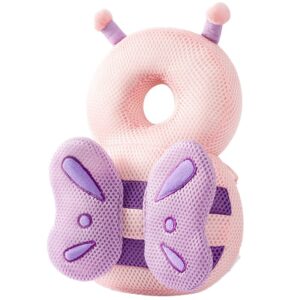 Perna tip Rucsac pentru Protectia Capului pentru Bebelusi, , Tetiera tip Fluturas, din Plus, 33 x 6 x 19 cm, 180 g, Roz Mov