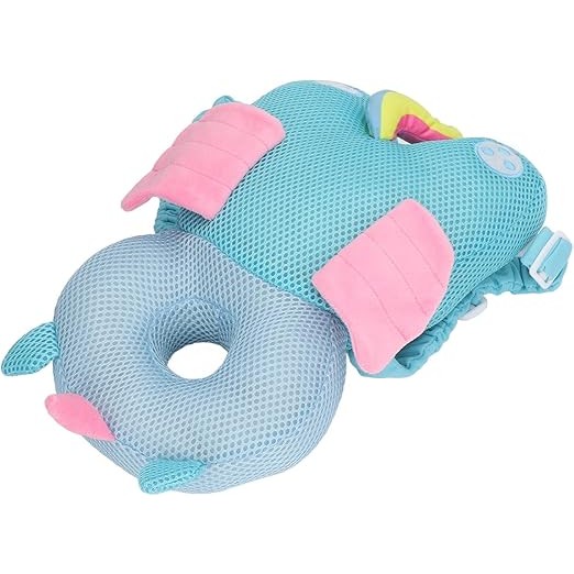 Perna tip Rucsac pentru Protectia Capului, , Tetiera tip Unicorn, pentru Bebelusi, Design tip Plasa, 33x6x19 cm, 180 g, Albastru - imagine 2