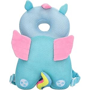 Perna tip Rucsac pentru Protectia Capului, , Tetiera tip Unicorn, pentru Bebelusi, Design tip Plasa, 33x6x19 cm, 180 g, Albastru - imagine 3