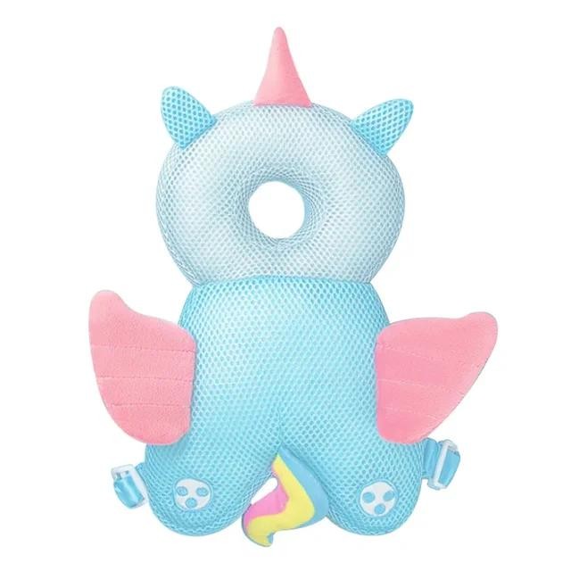 Perna tip Rucsac pentru Protectia Capului, , Tetiera tip Unicorn, pentru Bebelusi, Design tip Plasa, 33x6x19 cm, 180 g, Albastru
