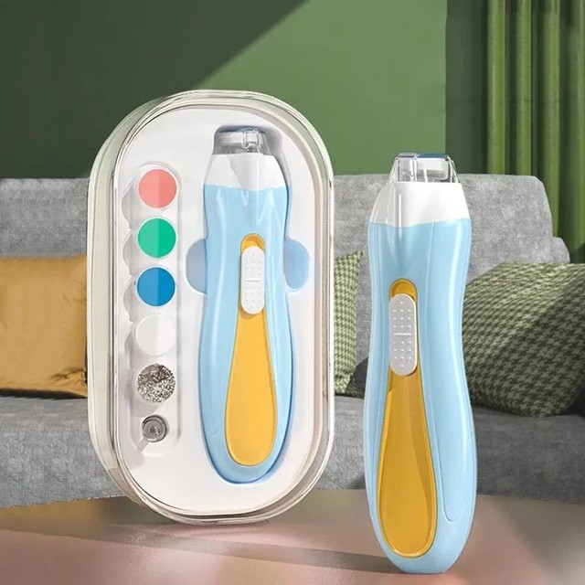 Pila Electrica, , pentru Copii si Bebelusi, din ABS, 6 Accesorii, cu Lumina LED, 9.5 x 6 x 17 cm, Albastru/Portocaliu - imagine 2