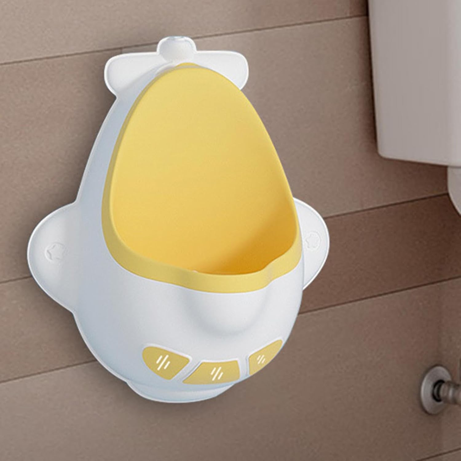 Pisoar pentru Baieti, , 0-8 Ani, in Forma de Avion, Perie Inclusa, Montare pe Perete, Carlig Autoadeziv Inclus, 29 x 33.5 cm, Alb/Galben - imagine 2