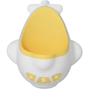 Pisoar pentru Baieti, , 0-8 Ani, in Forma de Avion, Perie Inclusa, Montare pe Perete, Carlig Autoadeziv Inclus, 29 x 33.5 cm, Alb/Galben