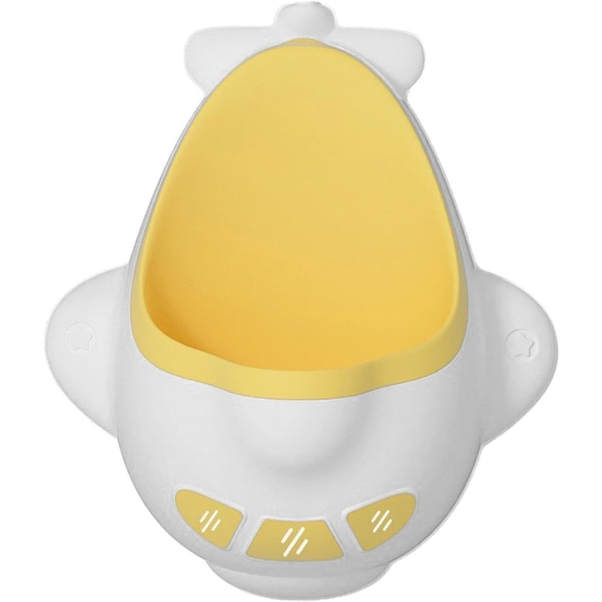 Pisoar pentru Baieti, , 0-8 Ani, in Forma de Avion, Perie Inclusa, Montare pe Perete, Carlig Autoadeziv Inclus, 29 x 33.5 cm, Alb/Galben