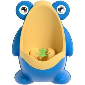 Pisoar pentru Baieti, , 0-8 Ani, in Forma de Broasca, Perie Inclusa, Montare pe Perete, Carlig Autoadeziv Inclus, 29 x 22.5 cm, Albastru