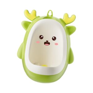 Pisoar pentru Baieti, , 0-8 Ani, in Forma de Cerb, Perie Inclusa, Montare pe Perete, Carlig Autoadeziv Inclus, 29.8 x 23.8 cm, Verde