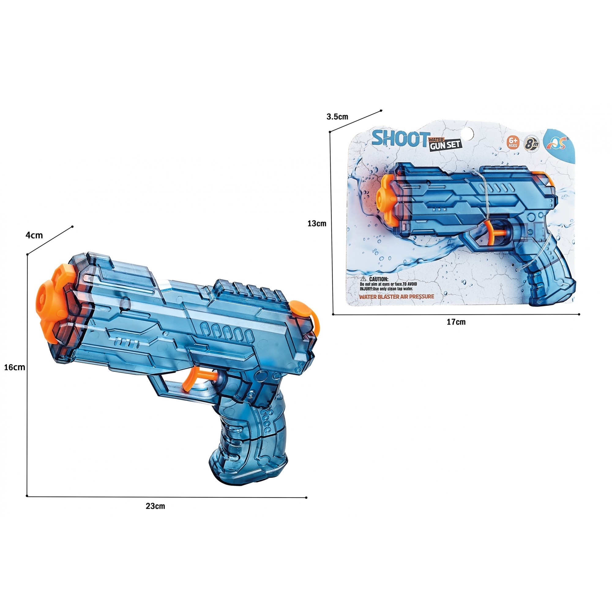 Pistol cu Apa, , Pistol cu Apa pentru Copii, Manual, din Plastic, 23 x 16 x 4 cm, rezervor 250 ml, Albastru - imagine 2