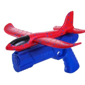 Pistol cu Lansator de Avion, , din Polistiren+Plastic, +3 Ani, Avion 38 cm, Lansare 10 m, Albastru/Rosu