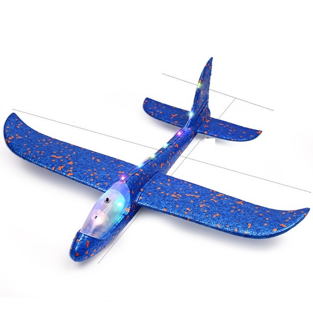 Pistol cu Lansator de Avion, , din Polistiren+Plastic, +3 Ani, Avion 38 cm, Lansare 10 m, cu Lumini si Roti, Rosu/Albastru - imagine 4