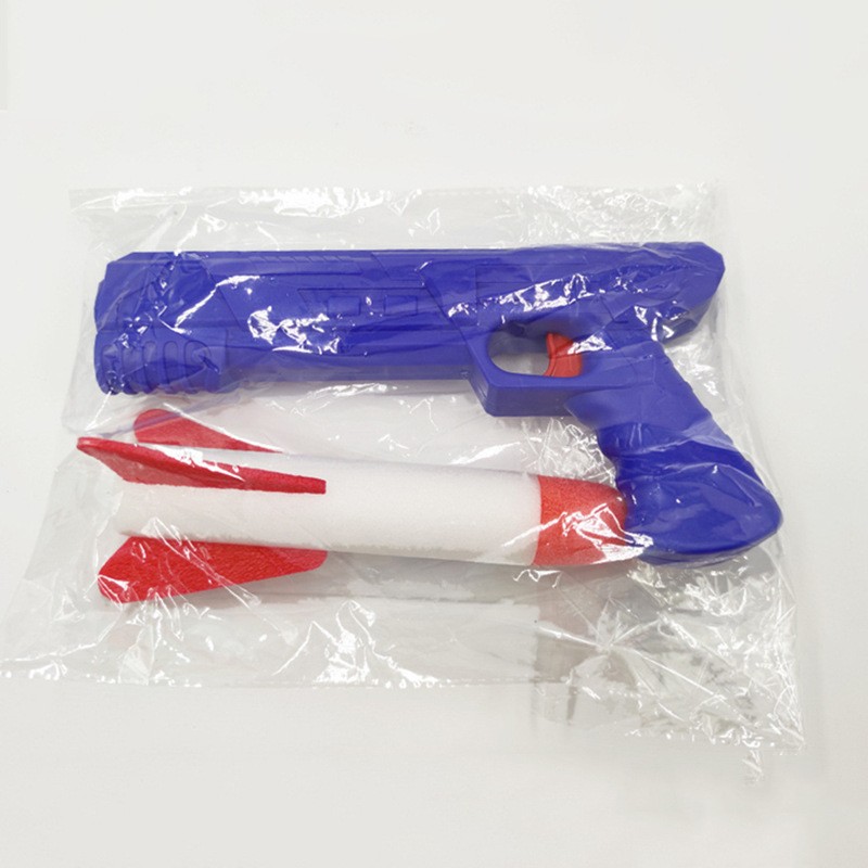 Pistol de Jucarie, , cu Lansator de Racheta, din Polistiren/Plastic, Lumina LED, +3 Ani, Albastru/Rosu - imagine 4