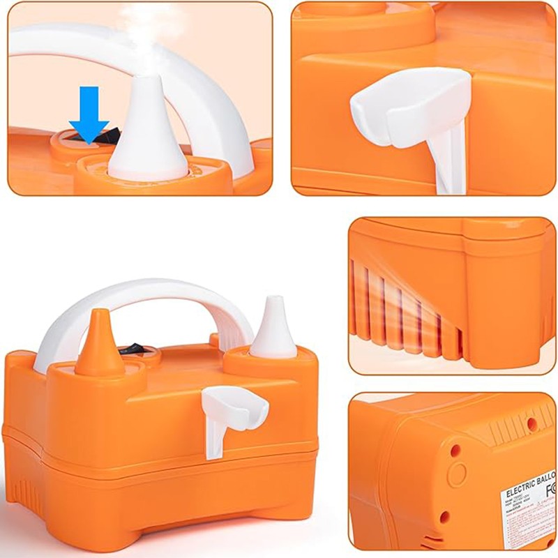 Pompa Electrica de Umflat Baloane, , cu Doua Iesiri, 220V, Putere 400W, Accesorii petrecere, Portocaliu - imagine 3