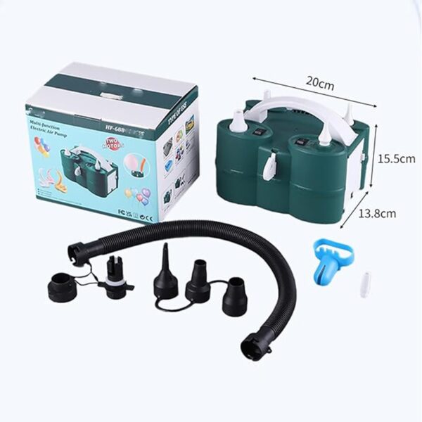 Pompa Electrica de Umflat Baloane, , cu Doua Iesiri, Accesorii Incluse, 220V, Putere 600W, Accesorii petrecere, Verde - imagine 2