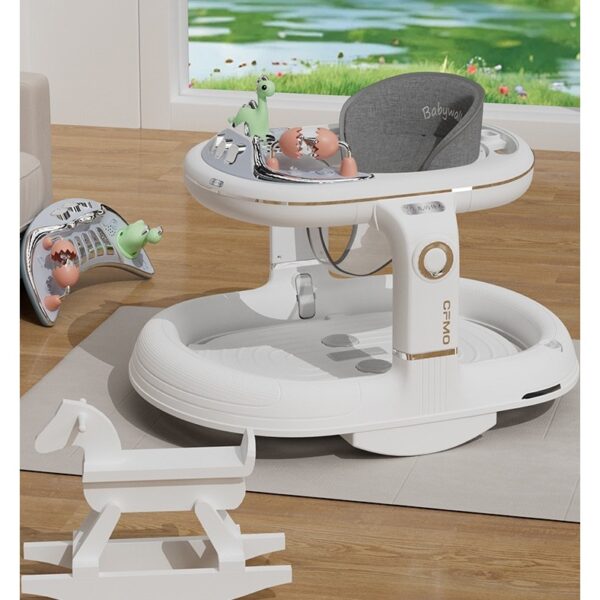 Premergator 4in1, , Antemergator, Balansoar, Scaun de Masa, Functie Muzicala, din ABS, Roti Universale, Inaltime Reglabila, Sistem Antirasturnare, Greutate Portanta 25 kg, +6 Luni, Alb - imagine 4