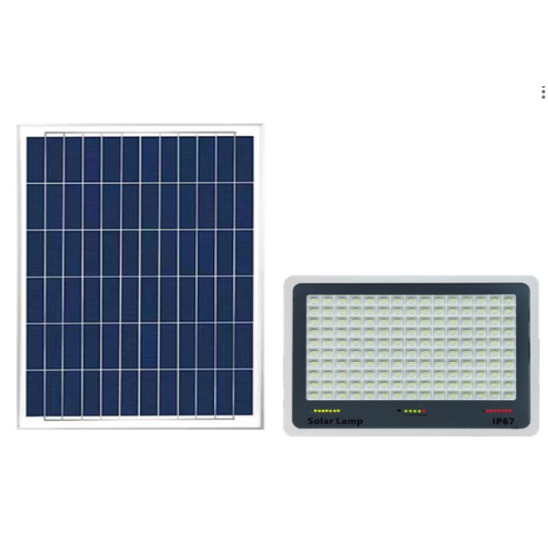 Proiector LED cu Panou Solar , Senzor lumina, Waterproof, 396 LED-uri incorporate, 200W, 30x24 cm, IP67, Design Modern, Negru
