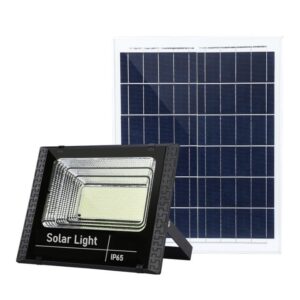 Proiector LED SMD 300W cu incarcare solara , panou solar, cu telecomanda, suport prindere, material ABS, 14AH, 1032 LED-uri, 5 m cablu inclus, 1019Lm, 36x32 cm, negru