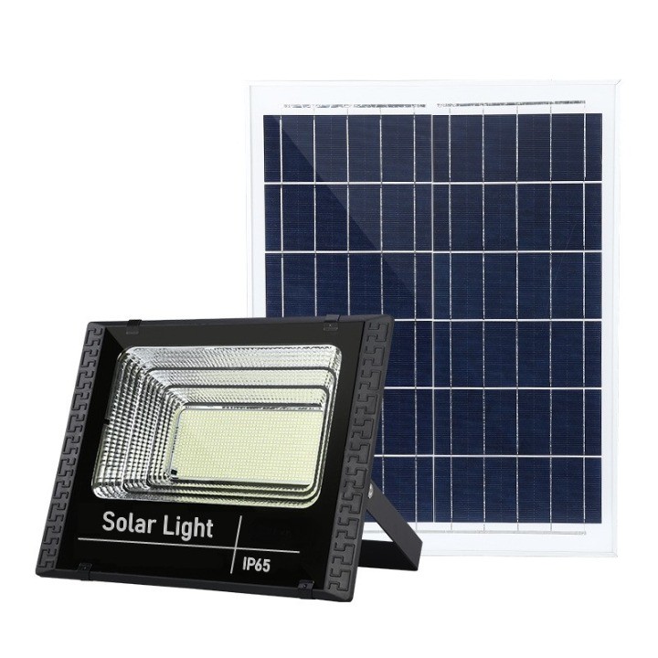 Proiector LED SMD 300W cu incarcare solara , panou solar, cu telecomanda, suport prindere, material ABS, 14AH, 1032 LED-uri, 5 m cablu inclus, 1019Lm, 36x32 cm, negru