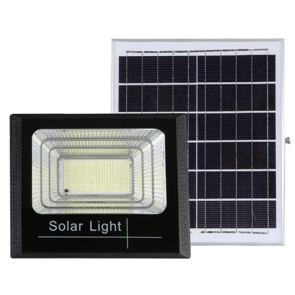 Proiector LED SMD 30W cu incarcare solara , panou solar, cu telecomanda, suport prindere, material ABS, 1.2AH, 100 LED-uri, 93Lm, 11.8x21 cm, negru - imagine 2