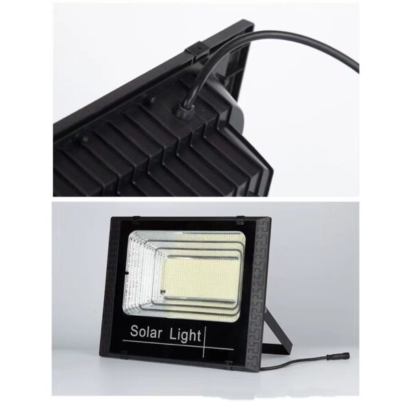 Proiector LED SMD 65W cu incarcare solara , panou solar, cu telecomanda, suport prindere, material ABS, 3AH, 114 LED-uri, 271Lm, 20x15 cm, negru - imagine 4