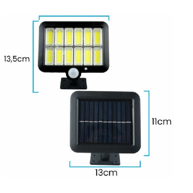 Lampa Solara LED 120 COB, , 12 Grile, Senzor de Lumina si Miscare, Lungime Cablu 5 m, Lumina Alba - imagine 2