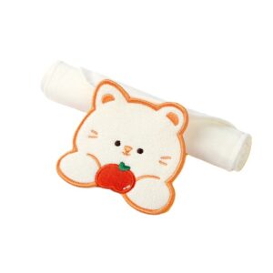 Prosop Absorbant, , din Bumbac, pentru Bebelusi, 19x28 cm, Model Pisica, Alb