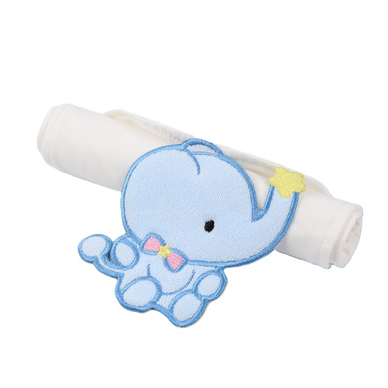 Prosop Absorbant, , din Bumbac, pentru Bebelusi, 19x28 cm, Model Elefantel, Alb