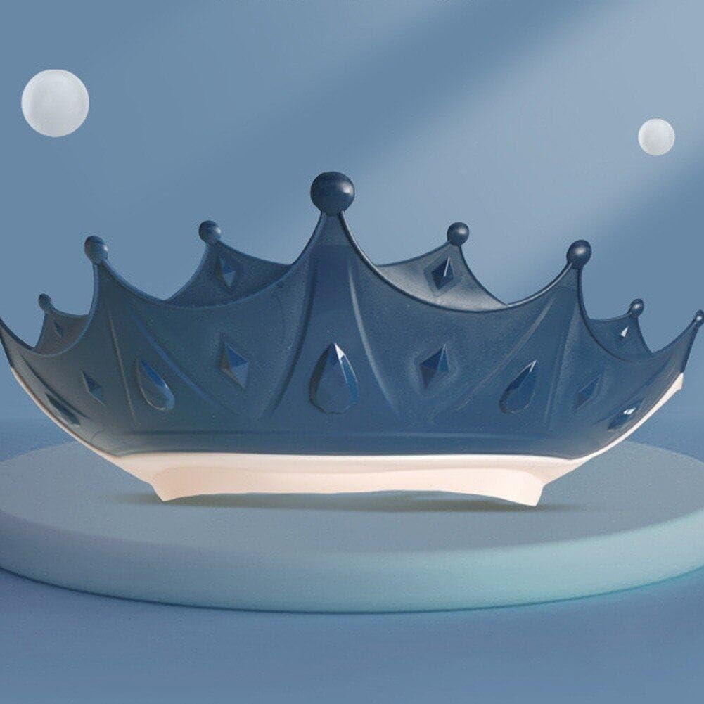 Viziera de Protectie Baie Pentru Copii, Fippy, Model Coroana, Dimensiune ajustabila, Durabil, Usor de curatat, Impotriva Samponului, pentru Ochi si Urechi, TPE+PP, 15x13 cm, Albastru Inchis - imagine 4