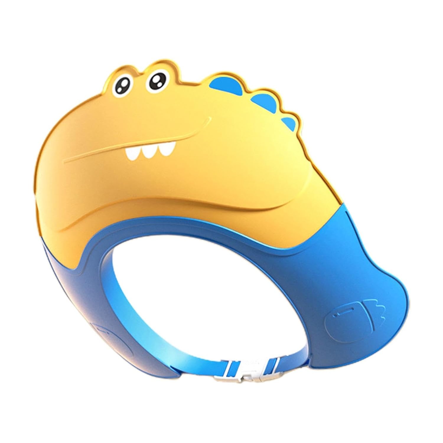 Casca de Dus, , Previne Scurgerea Apei si Samponului pe Fata, 0-12 Ani, Ajustabila, din TPE+PP, 20 x 23 cm, Model Crocodil, Galben/Albastru