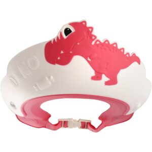 Viziera de Protectie Baie Pentru Copii, Fippy, Model Dinozaur, Dimensiune ajustabila, Durabil, Usor de curatat, Impotriva Samponului, pentru Ochi si Urechi, TPE+PP, 22x21 cm, Rosu