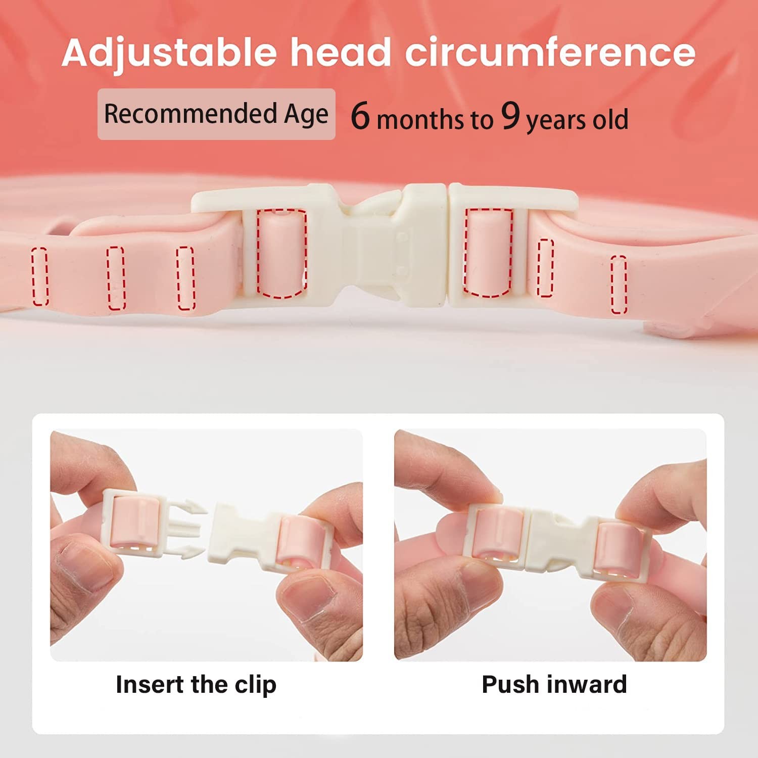 Viziera de Protectie Baie Pentru Copii, Fippy, Model Hipopotam, Dimensiune ajustabila, Durabil, Usor de curatat, Impotriva Samponului, pentru Ochi si Urechi, TPE+PP, 22x21 cm, Rosu - imagine 3