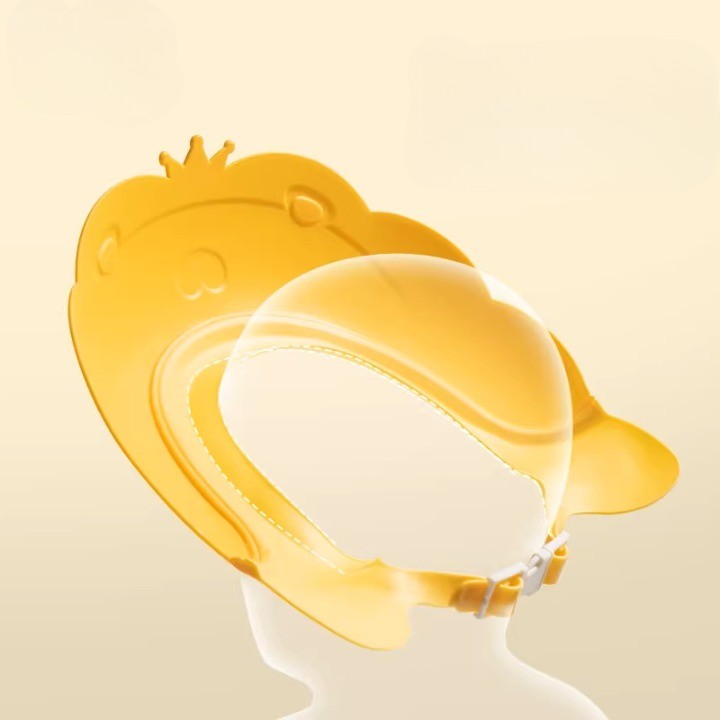 Viziera de Protectie Baie Pentru Copii, Fippy, Model Coronita Leu, Dimensiune ajustabila, Durabil, Usor de curatat, Impotriva Samponului, pentru Ochi si Urechi, TPE+PP, 21x20.5 cm, Galben - imagine 3