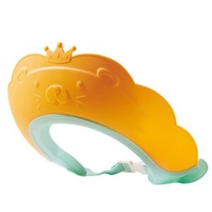 Viziera de Protectie Baie Pentru Copii, Fippy, Model Coronita Leu, Dimensiune ajustabila, Durabil, Usor de curatat, Impotriva Samponului, pentru Ochi si Urechi, TPE+PP, 21x20.5 cm, Portocaliu