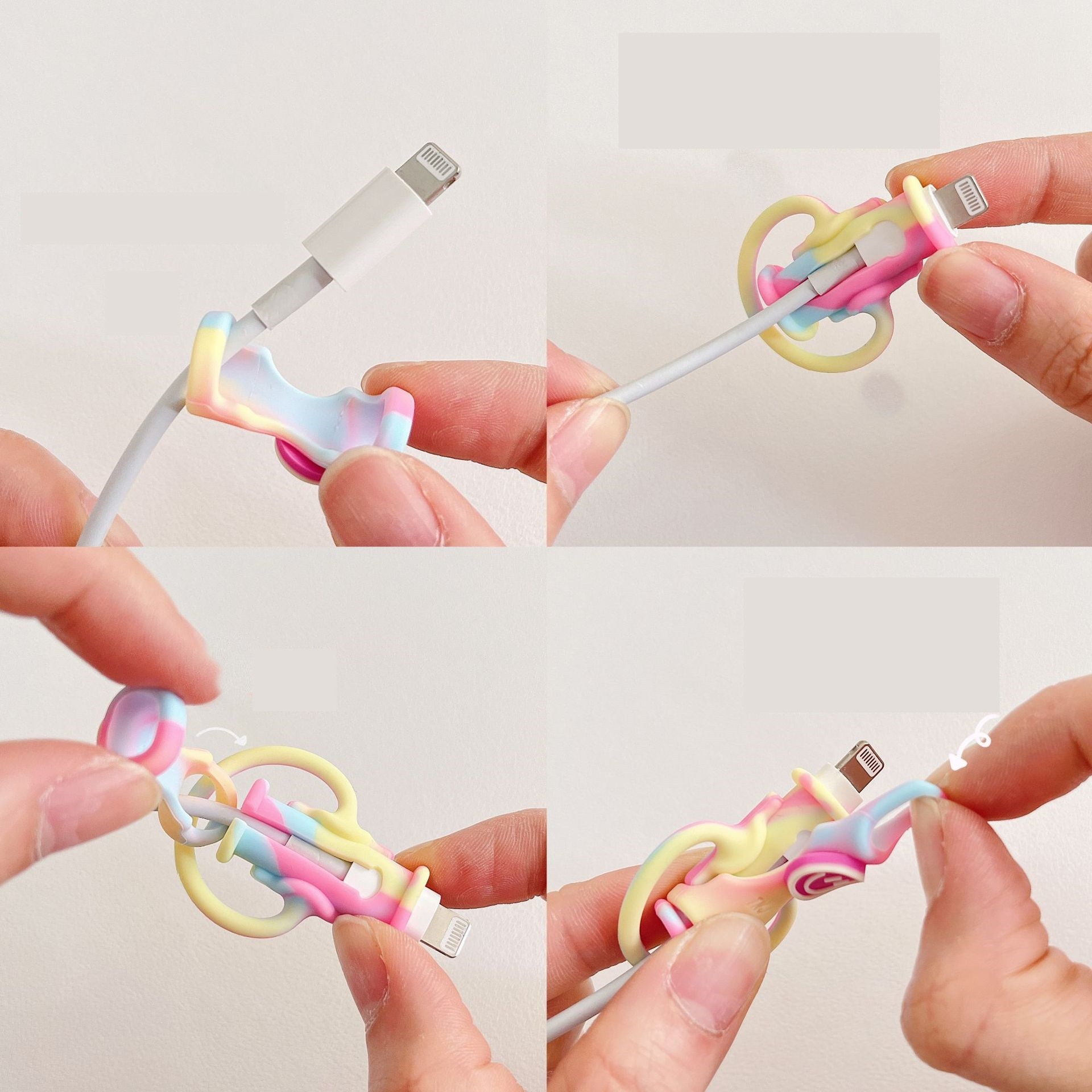 Protectie cablu USB , din silicon, model 5, multicolor - imagine 2
