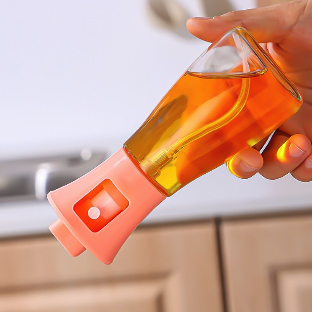 Pulverizator pentru Ulei, , Pulverizator din Sticla pentru Otet sau Alte Lichide, Simplu Reincarcabil, Multifunctionale, 17.3 x 5.6 cm, Capacitatea 170 ml, Roz - imagine 4