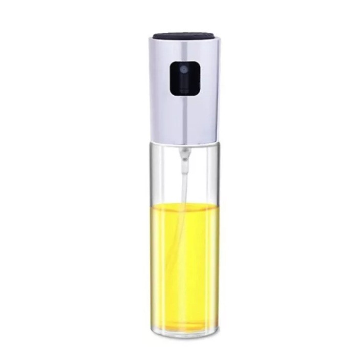 Pulverizator Ulei, Otet, , din Sticla, 100 ml, Reincarcabil, 18.3 x 4.3 cm, Masura 90 ml, Capac Mat, Alb - imagine 3